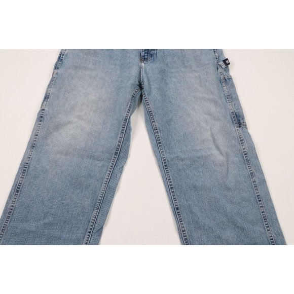 Vintage 90s Nautica Mens 36x32 Distressed Spell Out Wide Leg Baggy Denim Jeans - Picture 3 of 10